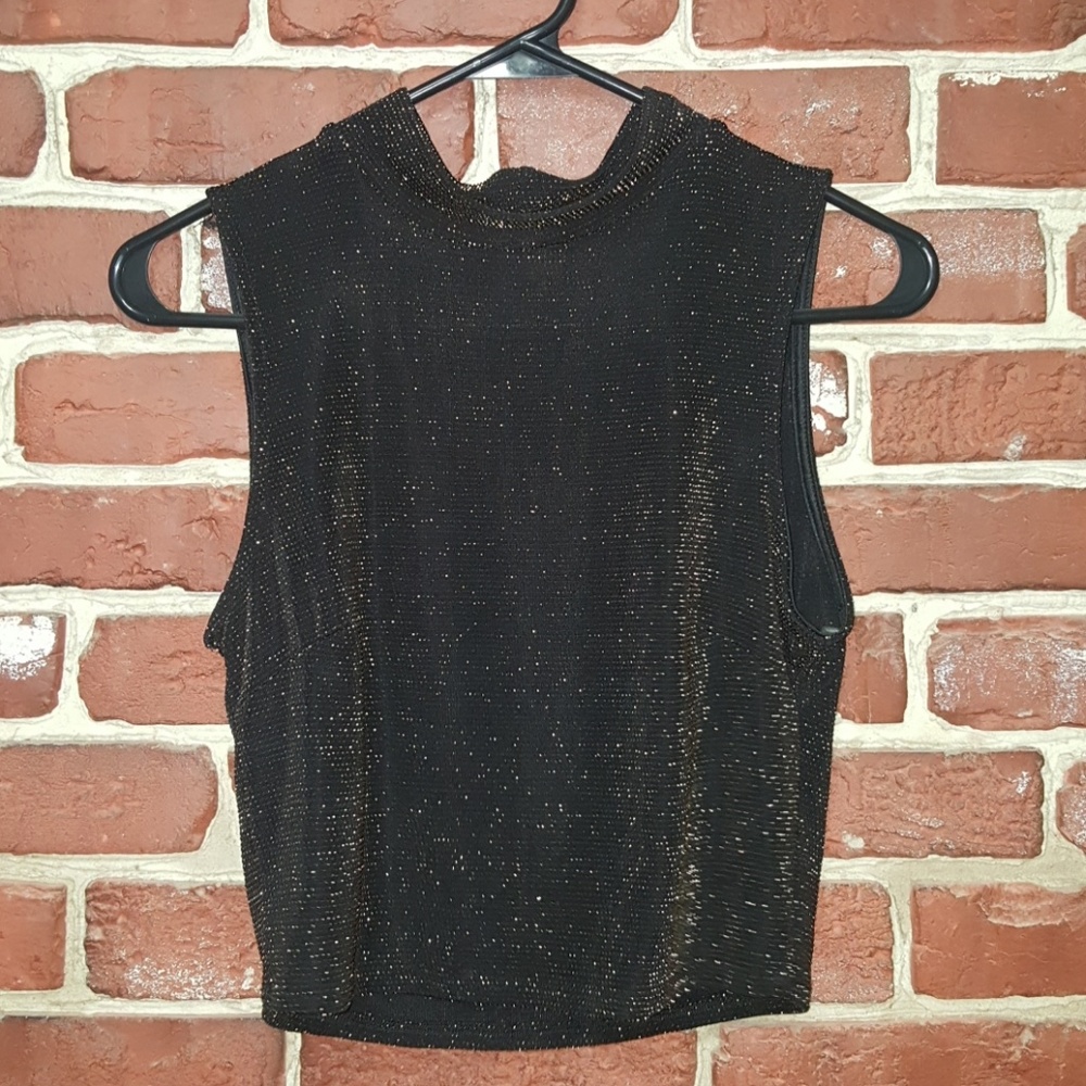 Brand new Shimmer black and gold crop top